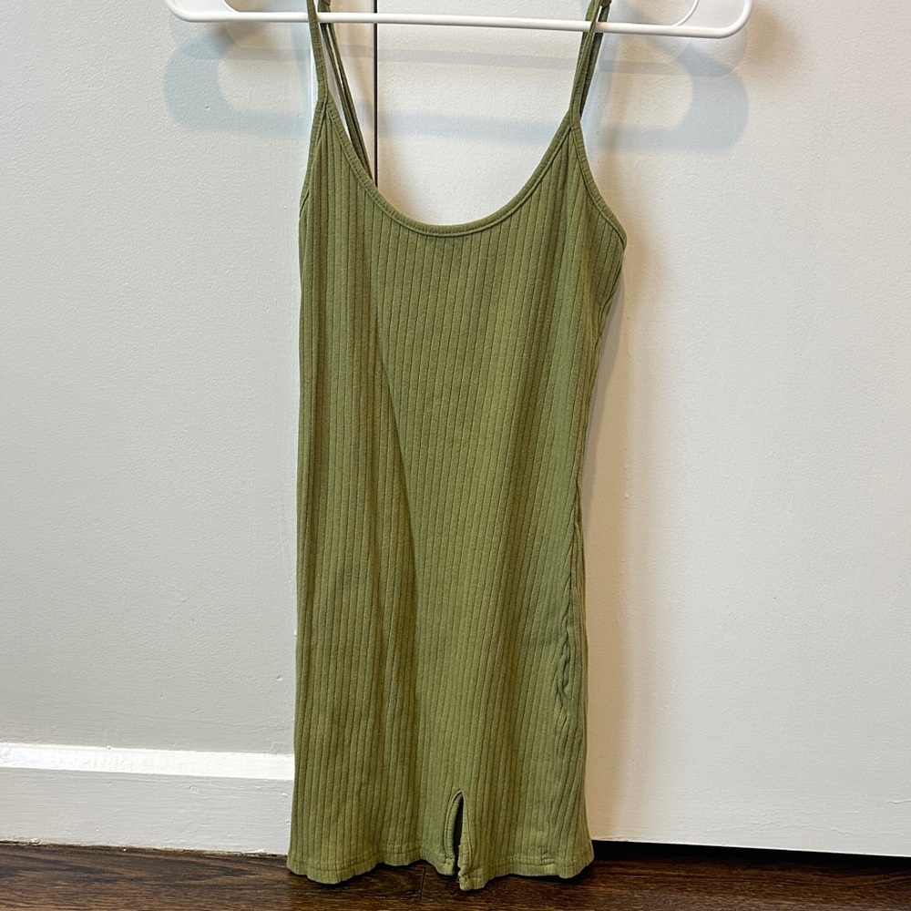 SHEIN Olive Ribbed Knit Top